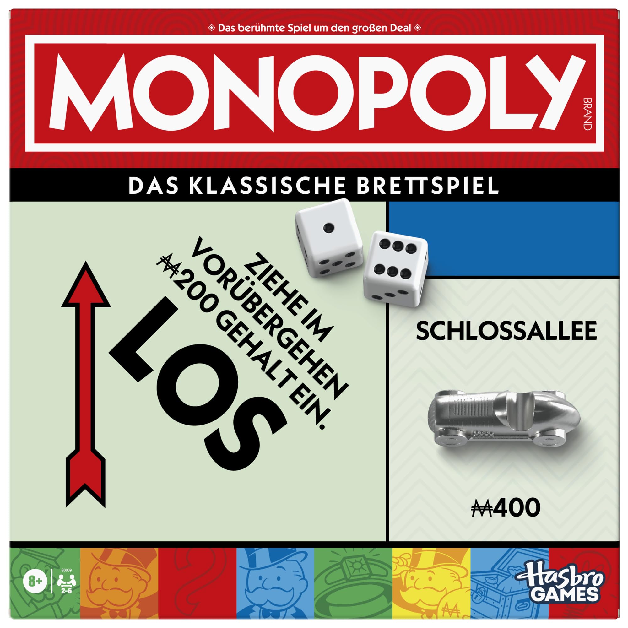 Monopoly Basisspiel mit Aufbewahrungsfach und größeren Spielen für Familien - Familien-Set - 1 Standard-Spielsatz - Top-