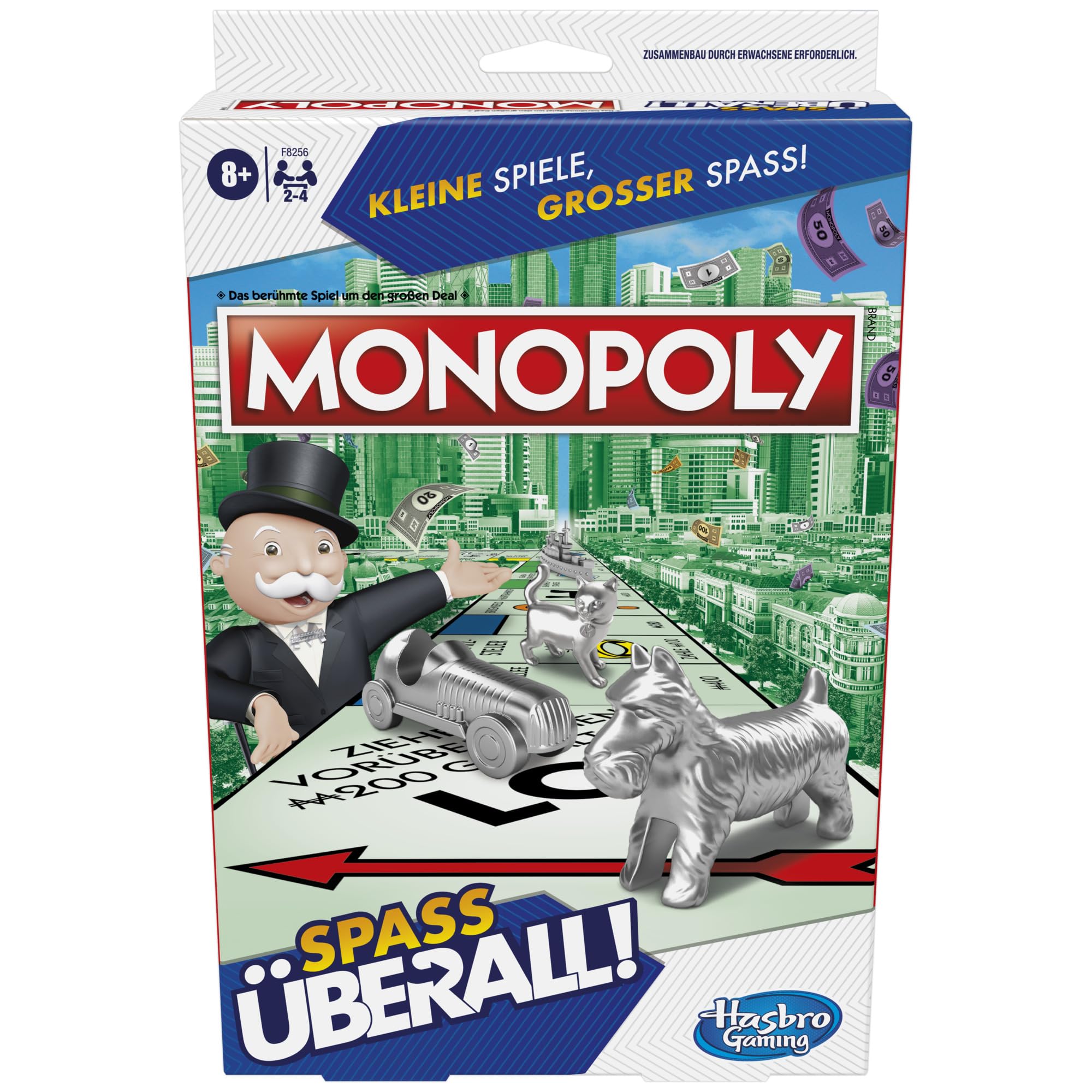 Monopoly Kompakt Brettspiel, perfektes Reisespiel für die Familie ab 8 Jahren