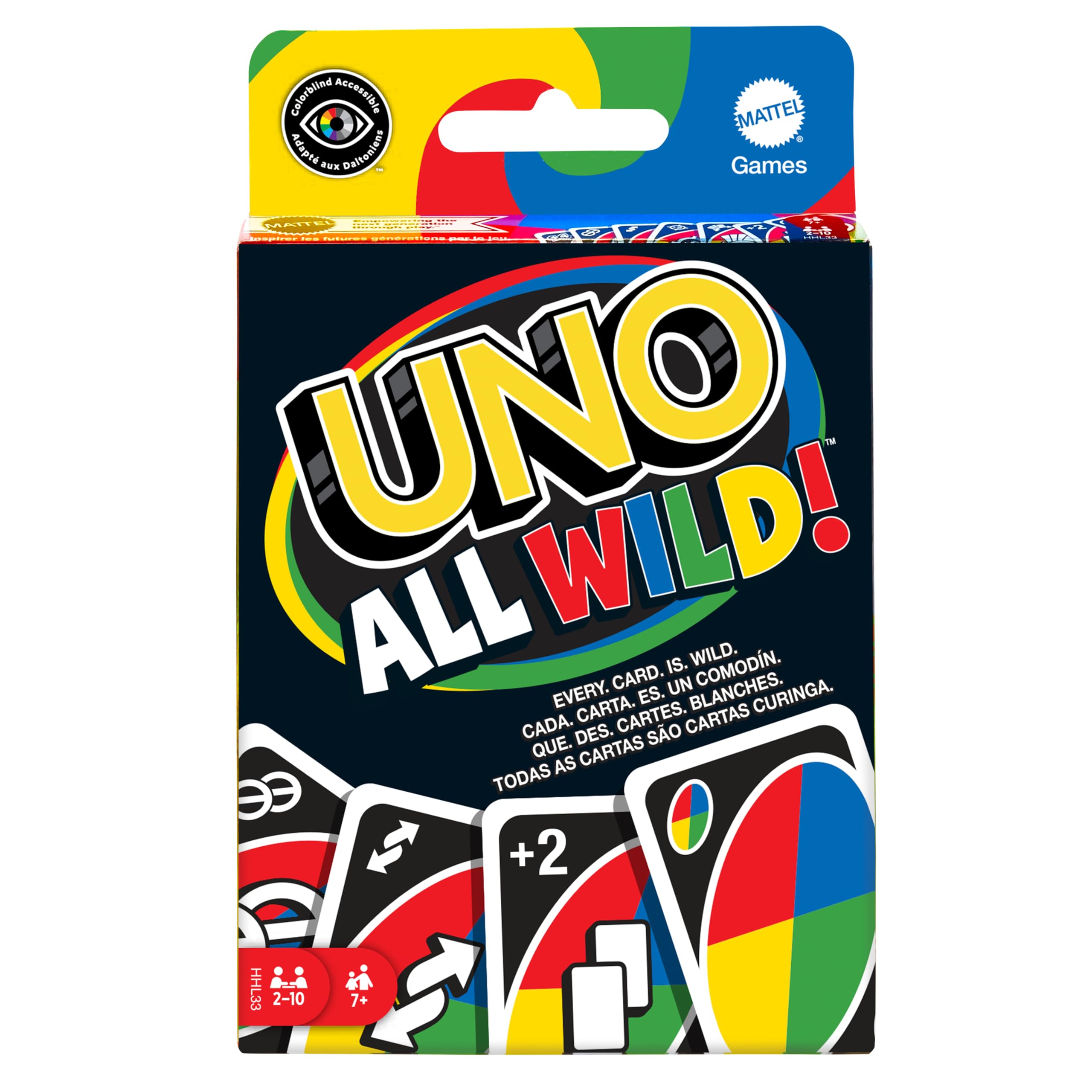 Mattel Games HHL33 - UNO All Wild Kartenspiel, Familienspiel und Gesellschaftsspiel, ab 7 Jahren